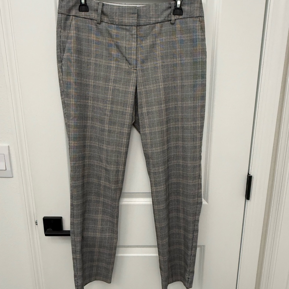 Talbots Hampshire  Plaid Straight-Leg Dress Pants - Gray Plaid